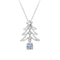 Collana in argento sterling 925 a forma di albero di Natale con pietra moissanite - Argento 925 / Moissanite da 50 Punti (Colore Oro Bianco)