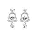 Moissanite Christmas bell tassel earrings in S925 sterling silver with bow design - 925 Silver / 0.5 Carat Moissanite (White Gold Color)