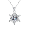 Collana con ciondolo a fiocco di neve in argento S925 con pietra moissanite lucida - Moissanite da 1 Carato / Collana Fiocco di Neve (Colore Oro Bianco)