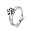 Classic six-prong 925 sterling silver moissanite ring with side accent diamonds - Rest of Life (Female 1ct)