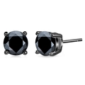 Elegant 925 sterling silver stud earrings featuring black round-cut moissanite stones - 0.5 Carat Moissanite / Classic Four-Prong (Black Metal Black Moissanite)