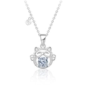 925 zilveren gelukskat ketting met moissanite hanger en muntbedel op witte ondergrond - 925 zilver / Witgoud