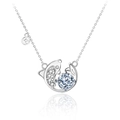 Collana con ciondolo delfino in argento 925 con moissanite e ciondoli laterali - Moissanite da 1ct (Placcato in Oro Bianco)