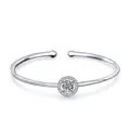 Minimalist 925 sterling silver open bangle featuring a 1 carat round moissanite stone - 1 Carat Moissanite (1.0ct) / 925 Silver