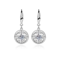 Elegant S925 sterling silver coin earrings with moissanite stones and geometric cutouts - 50 Points Moissanite (White Gold Color) / 925 Silver