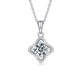 Collana con ciondolo a quadrifoglio in argento 925 e moissanite taglio brillante - Argento 925 / Oro Bianco