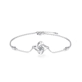 Elegante bracciale a quadrifoglio in argento sterling 925 con pietre di moissanite - Argento 925 / Bianco Argento (50 Punti Moissanite)