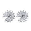 Exquisitos pendientes de margarita de plata S925 con detalles de flores de moissanita brillante - Plata 925 / Moissanita de 0,5ct (Color Oro Blanco)