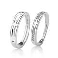 Verstelbare S925 sterling zilveren koppelringen met kruisontwerp en glanzende zirkonia - Heren Ring / Witgoud