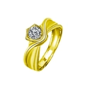 Elegant gold S925 sterling silver princess ring with wave design and moissanite stone - 0.5 Carat Moissanite / Men's Ring (Gold Color)