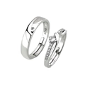 925 Silber Mobius-Paarringe mit Zirkonia-Steinen im minimalistischen offenen Design - Herrenring / Zirkonia (Platinsilber)