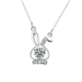 Collana con ciondolo a coniglio in moissanite in argento sterling S925 con gemma brillante - Argento 925 / Moissanite da 0,5ct (Colore Oro Bianco)