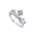 Princess crown style S925 sterling silver adjustable ring with moissanite center stone - 0.5 Carat Moissanite / Female Ring (White Gold Color)