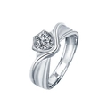 S925 sterling silver ring with a round moissanite in a hexagonal shield setting - 0.5 Carat Moissanite / Male Ring (White Gold Color)