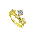 Princess crown ring in gold finish with sparkling moissanite stones and wave design - 0.5 Carat Moissanite / Women's Ring (Gold Color)