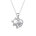 Collar de gato en plata de ley 925 con colgante de corazón y piedra de moissanita - Moissanita de 0,5ct (Color Oro Blanco) / Plata 925
