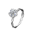 Anello regolabile in argento ritorto con solitario moissanite a taglio brillante - Aperto Regolabile / Moissanite da 1 Carato (Colore Oro Bianco)
