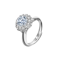 Zonnebloem moissaniet diamanten ring in 925 sterling zilver met verstelbare open ringband - Verstelbaar Open / Moissaniet (Witgoud Verguld)