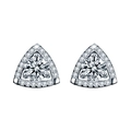 Pendientes de moissanita en forma de triángulo de plata 925 con piedras redondas brillantes - Plata 925 / Moissanita de 0,5 ct (Color Oro Blanco)