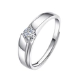 Anillo Mobius ajustable de plata 925 con una brillante piedra de moissanita única - Estilo de Hombre / Ajustable / Oro Blanco