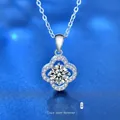 Collana quadrifoglio in argento S925 con moissanite a taglio rotondo e pendente a cuore - Stile Quadrifoglio 1.0ct (XMZ028) / Argento 925