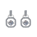 Boucles d'oreilles octogonales en argent 925 moissanite avec halo et cristaux pavés - Argent 925 / Style Moissanite