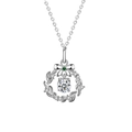 Halskette aus 925er Silber mit Weihnachtskranz, Schleife und funkelndem Moissanit-Stein - Moissanit-Stil / 925 Sterling Silber (Weißgold Vergoldet)