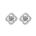 Pendientes de trébol de cuatro hojas en plata de ley 925 con piedras de moissanita brillantes - 0.5ct Moissanita / Plata de Ley 925 (Bañado en Oro Blanco)