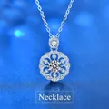 Moissanite 925 sterling silver necklace with a sparkling flower pendant and heart detail - 0.5ct Floral Promise Style (XMA008) / 925 Silver