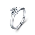 Elegant 925 sterling silver twisted band ring with one carat moissanite solitaire stone - Adjustable Open / One Carat Moissanite Twisted Style / White Gold