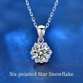 Moissanite 925 sterling silver hexagram snowflake pendant with polished finish - 1.0ct Hexagram Snowflake Style (XMZ003) / 925 Silver