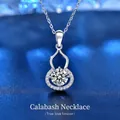 Silver s925 moissanite necklace with gourd-shaped pendant and round main stone - 1.0ct Gourd Blessing Style (XMZ006) / 925 Silver