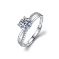 Anello regolabile in argento 925 con moissanite scintillante e design traforato - Apertura Regolabile (Oro Bianco) / Moissanite da 1 Carato