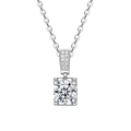 Classic 925 sterling silver moissanite pendant necklace with round cut stone and chain - 925 Silver / 1 Carat Moissanite
