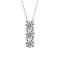 Collana in argento sterling 925 con tre pietre di moissanite a taglio rotondo e montatura a griffe - Moissanite / Oro Bianco