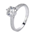Klassischer Ring aus 925er Sterlingsilber mit Moissanit und eleganter Sechs-Klauen-Fassung - Einstellbar Offen / 0,5 ct Moissanit