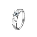 Verstellbarer 925er Silberring im Mobius-Stil mit funkelndem Moissanit und Pavé-Besatz - Hochzeitsanzug Herrenring (Platinsilber)
