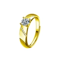 Verstellbarer vergoldeter 925er Silberring mit Moissanit und seitlichen Diamantakzenten - Hochzeitsanzug Herrenring (Gold)