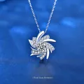 Moissanite 925 sterling silver windmill necklace with sparkling heart pendant - 0.5ct Memory Windmill Style (XMZ012) / 925 Silver