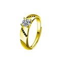 Golden moissanite ring featuring a round center stone and black accent diamonds - 50 Points Moissanite (Open) / Original Male Ring (Gold Color)