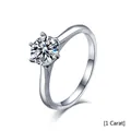 Minimalist 925 sterling silver ring with 1 carat round brilliant cut solitaire stone - US 5 / 1 Carat Moissanite