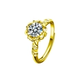 Verstellbarer goldener Moissanit Ring mit Blumenfassung und funkelndem gedrehtem Band - Hochzeitskleid Damenring (Gold)