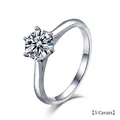 Elegant 5 carat round moissanite ring with six-prong 925 sterling silver setting - 5-carat Moissanite (minimum Order Of 30 Pieces) / Size 5 (White Gold)