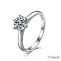 Classic six-prong 925 sterling silver ring with a 2-carat round brilliant cut solitaire - US 5 / 2 Carat Moissanite