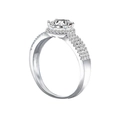 Classic 925 sterling silver halo ring with a 1 carat round moissanite and pave diamonds - US 5 / White Gold