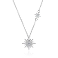 Elegant 925 sterling silver sunburst necklace featuring sparkling moissanite stones - Moissanite Solar Starburst Style (XML18) / 925 Silver