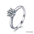 Classic 925 silver ring featuring a 3 carat round moissanite with 6-prong setting - US 5 / 3 Carat Moissanite
