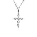 Elegante collana a croce in argento sterling S925 con pietre moissanite e ciondolo - Argento 925 / Oro Bianco