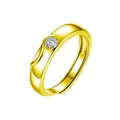 Anello minimalista in argento 925 dorato con moissanite e design ondulato regolabile - 30 Punti Moissanite (Aperto) / Stile Uomo (Colore Oro)