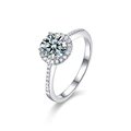 S925 sterling zilveren moissanite ring met rond briljant geslepen steen en halo - US 5 / Witgoud